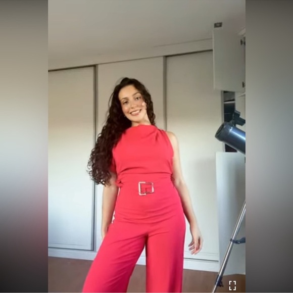 ZARA ASYMMETRIC CREPE BUCKLE JUMPSUIT - Picture 7 of 15